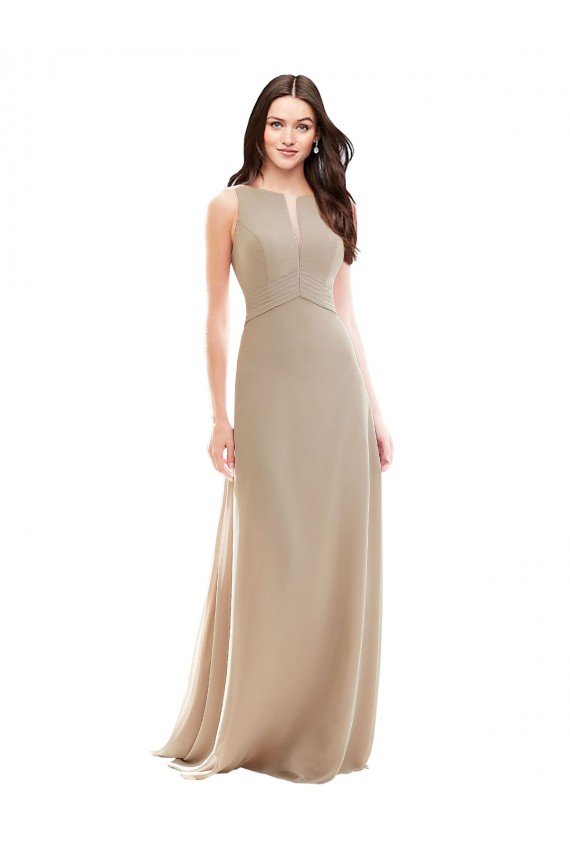 Sydney Elegant Bridesmaid with High Neckline and Illusion V-Neck
