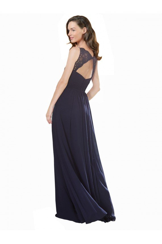 Sydney Elegant Chiffon Bridesmaid Dress with V-Neck Lace Bodice