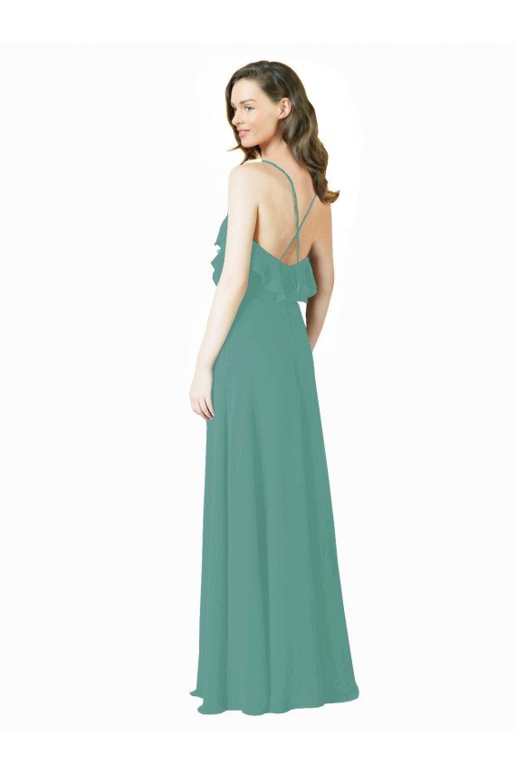 Sydney Full Length Chiffon Bridesmaid Dress with Ruffled V-Neckline