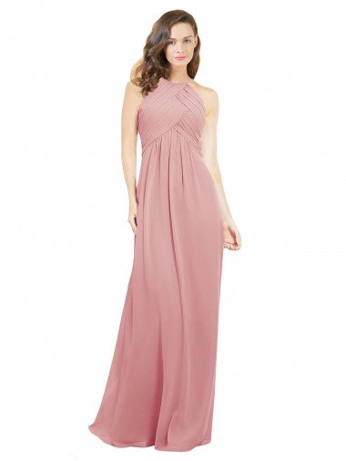Sydney Chiffon Bridesmaids Dress with Draped Bodice and Keyhole Back