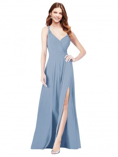 Sydney Surplice Bodice A-Line Long Chiffon Bridesmaid Dress