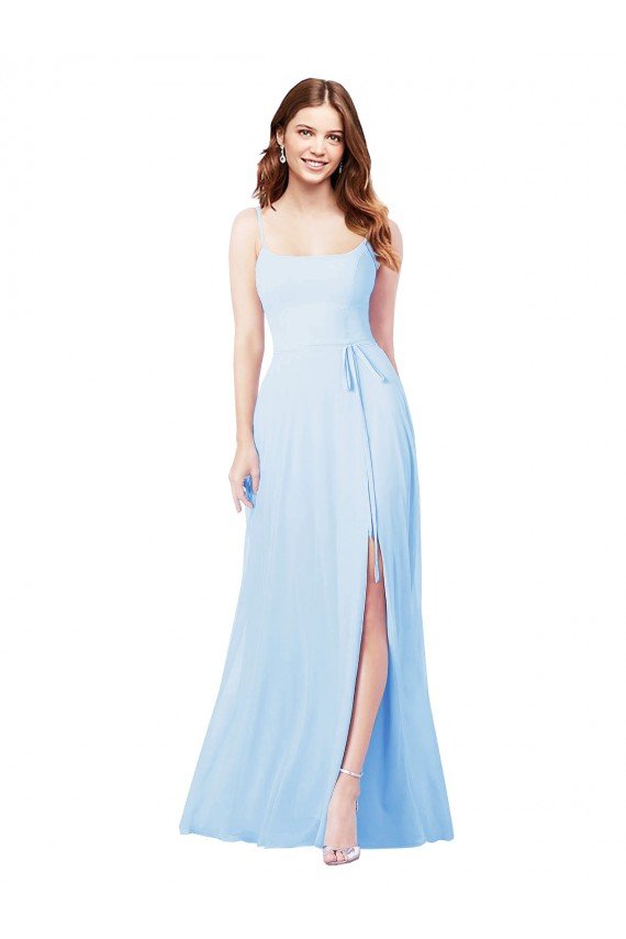 Sydney Chiffon Bridesmaid Dress with Tie Sash and Side Slit