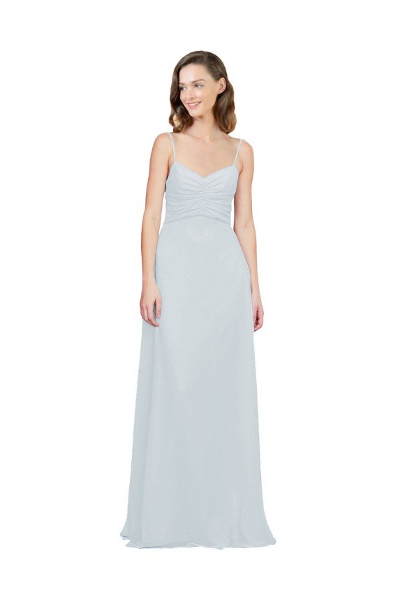 Sydney Slim A-Line Chiffon Bridesmaid Dress with Spaghetti Strap Gathered Bodice