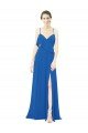Sydney Spaghetti Strap Chiffon Bridesmaids Dress with Asymmetrical Ruffle and Front Slit