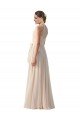 Sydney Tie Neck Long Chiffon A-Line Bridesmaid Dress with Sheer Back