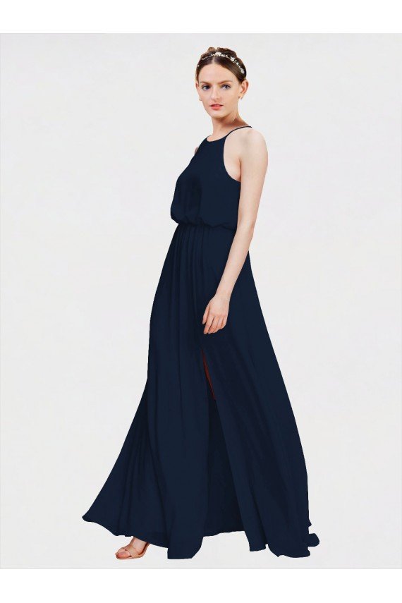 Sydney High Halter Chiffon Bridesmaid Dress with Side Slit