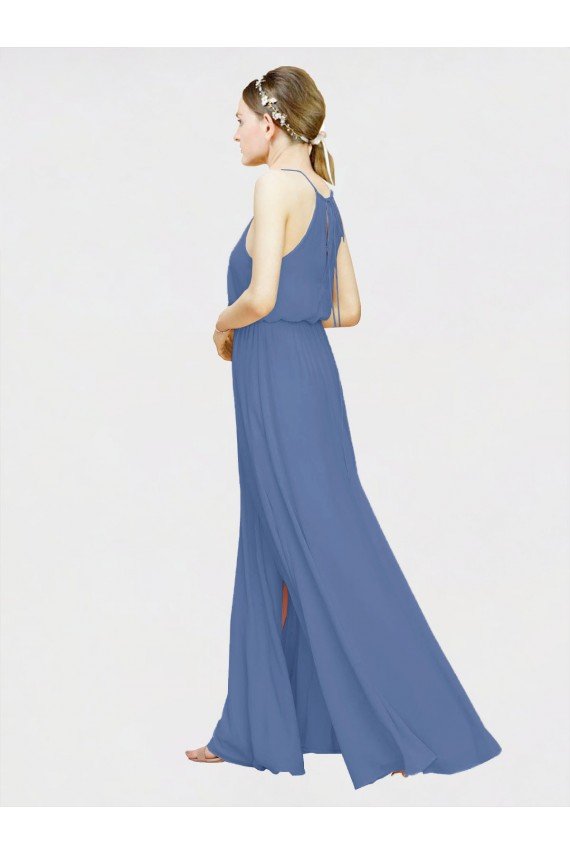 Sydney High Halter Chiffon Bridesmaid Dress with Side Slit