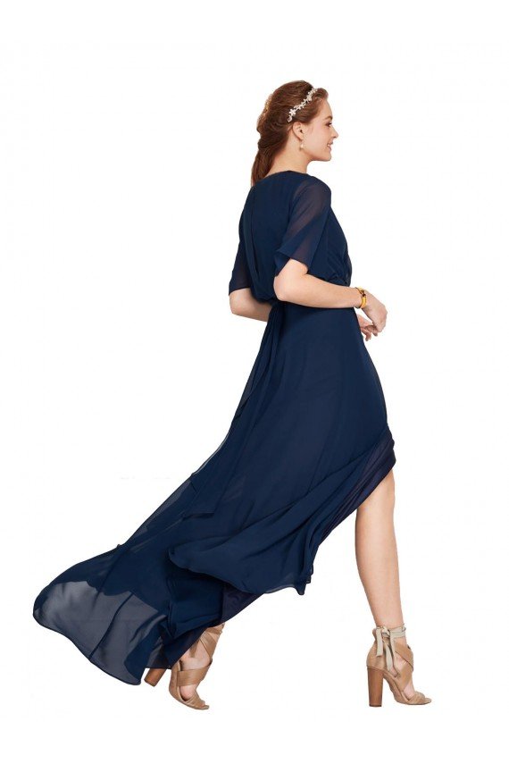 Sydney V-Neck Plush Chiffon Bridesmaid Dress with Flutter Sleeves