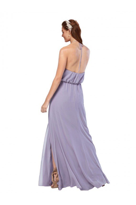 Sydney Grecian Style Halter Chiffon Bridesmaid Dress with Keyhole and Slit