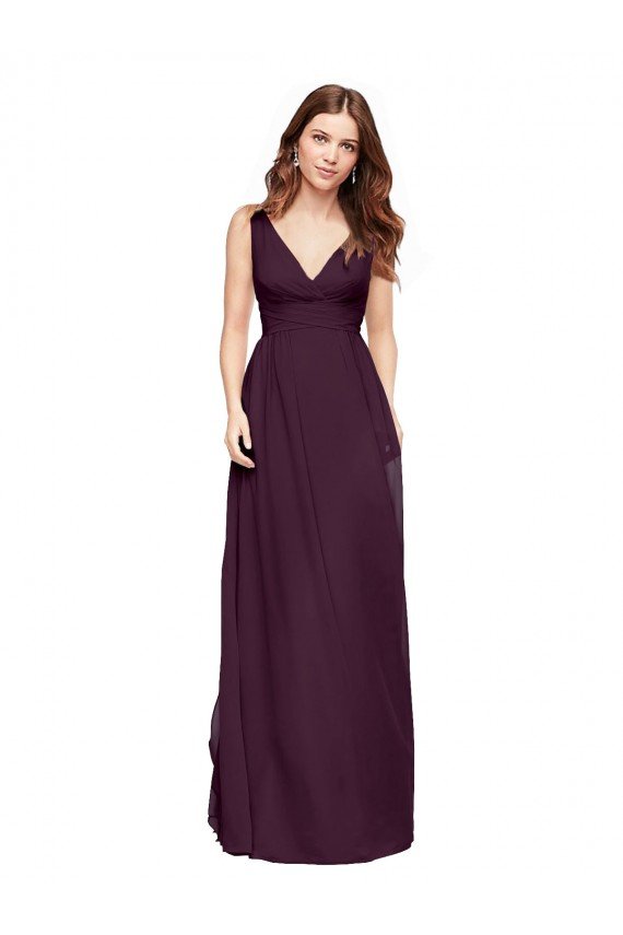 Sydney Plunging V-Neckline Long Chiffon Bridesmaid Dress with Deep V-Back