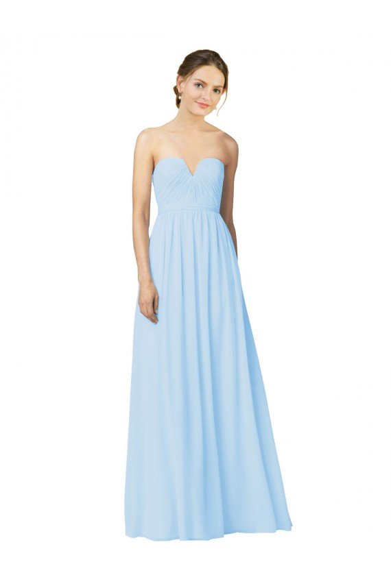 Sydney Full Length Chiffon Bridesmaid Dress with Deep Sweetheat and Shirred Bodice