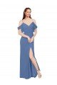 Sydney Mock-Wrap Off the Shoulder Long Chiffon Bridesmaid Dress with Side Slit