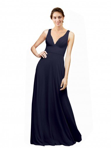 Sydney Open Back Long Chiffon Bridesmaid Dress with Plunging V-Neck Bodice
