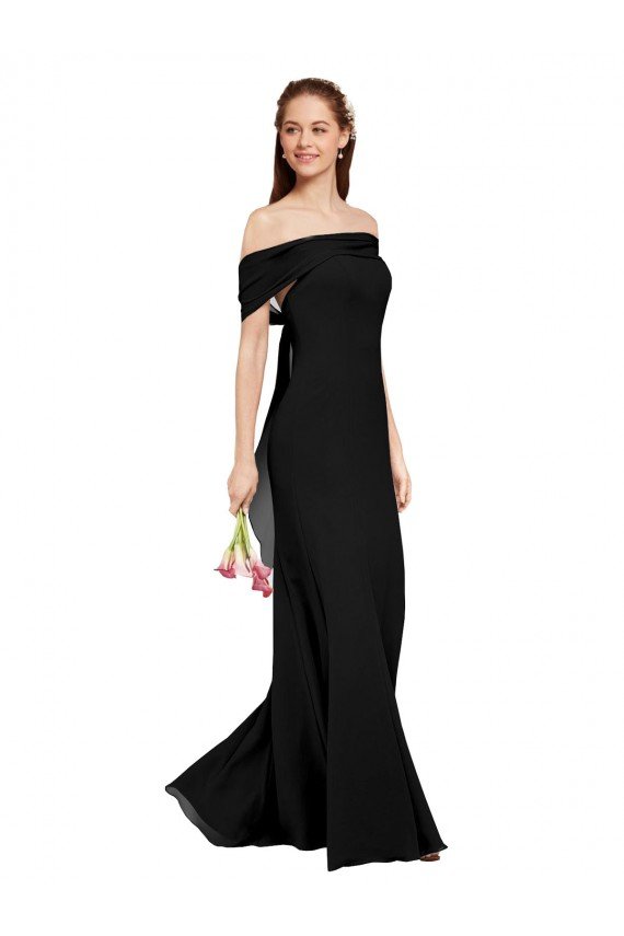 Sydney Fit and Flare Long Chiffon Bridesmaid Dress / Prom Dress with Sash and Open Back