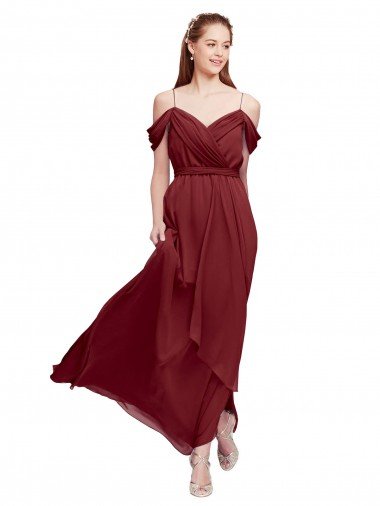 Sydney Grecian Inspired Draped Off the Shoulder Long Chiffon Bridesmaid Dress