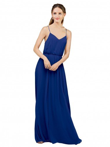 Shop Long Chiffon Bridesmaid Dress with Spaghetti Strap Bodice Sydney