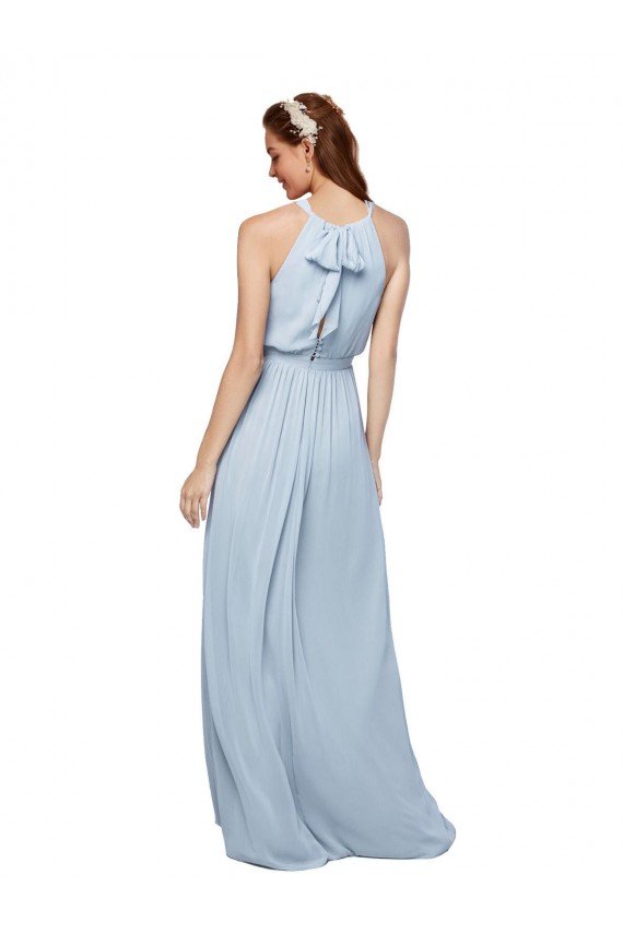 Sydney High Keyhole Neck Long Chiffon Bridesmaid Dress with Slit