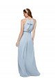 Sydney High Keyhole Neck Long Chiffon Bridesmaid Dress with Slit