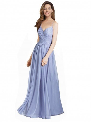 Sydney Ruched Criss Over Bodice Chiffon Bridesmaid Dress with Lace Open Back