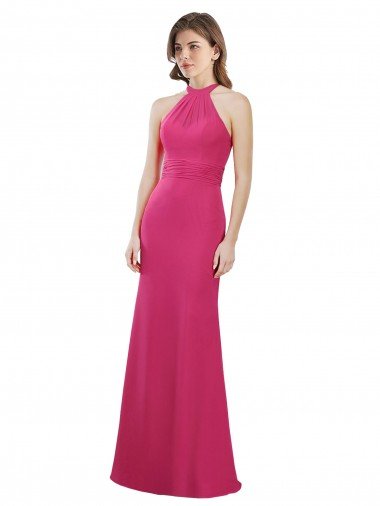 Sydney Slim A-Line Long Chiffon Bridesmaid Dress with Strappy Back