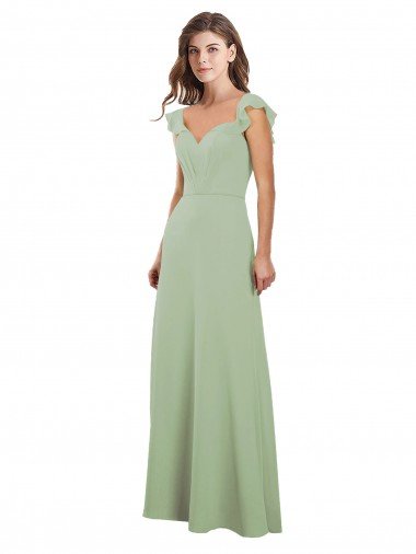 Sydney Draped Sweetheart Chiffon Bridesmaid Dress with Ruffled Cap Sleeves