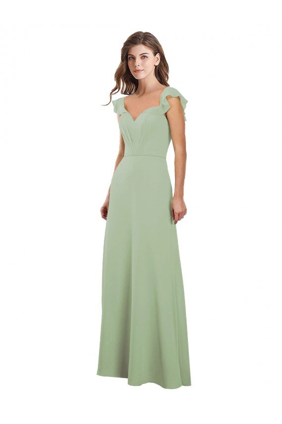 Sydney Draped Sweetheart Chiffon Bridesmaid Dress with Ruffled Cap Sleeves