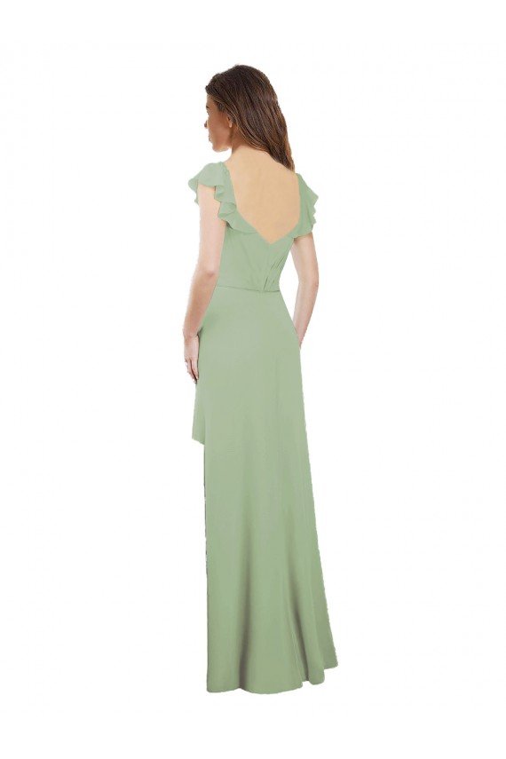 Sydney Draped Sweetheart Chiffon Bridesmaid Dress with Ruffled Cap Sleeves