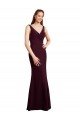 Sydney Floor Length Fluted Chiffon Dress with Draped Bodice and V-Neckline