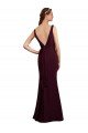 Sydney Floor Length Fluted Chiffon Dress with Draped Bodice and V-Neckline