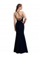 Sydney Fluted Long Chiffon Bridesmaid Dress with Halter Neckline and Keyhole