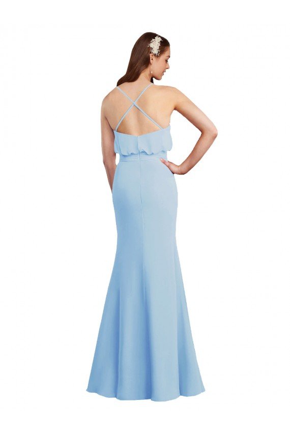 Sydney Fluted Long Chiffon Bridesmaid Dress with Cascading Ruffles