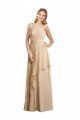 Sydney Draped Long Chiffon A-Line Dress with Cascading Ruffles