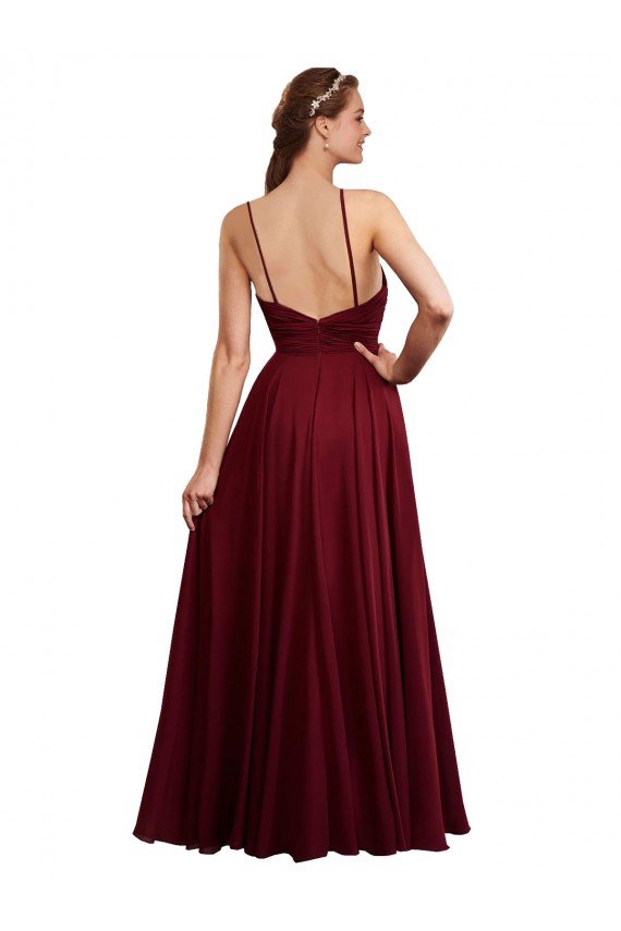 Sydney Long A-Line Halter Neck Chiffon Bridesmaid Dress with Draped Bodice