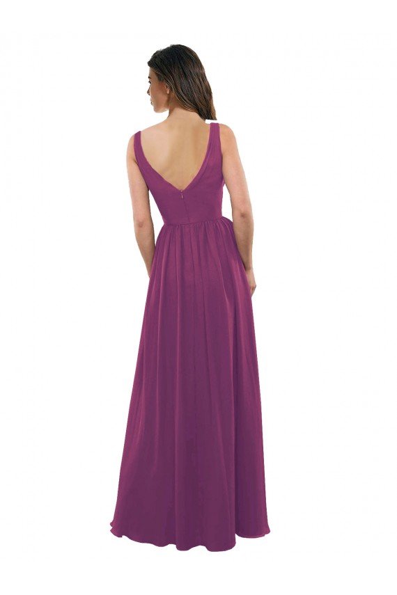 Sydney Long Chiffon A-Line Bridesmaid Dress with V-Neck Wrap Bodice