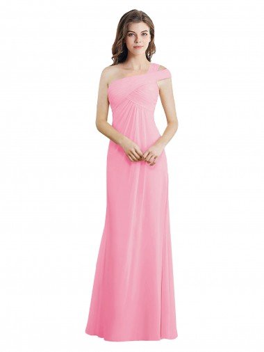 Sydney Single Shoulder Chiffon Bridesmaid Dress with Draped Bodice