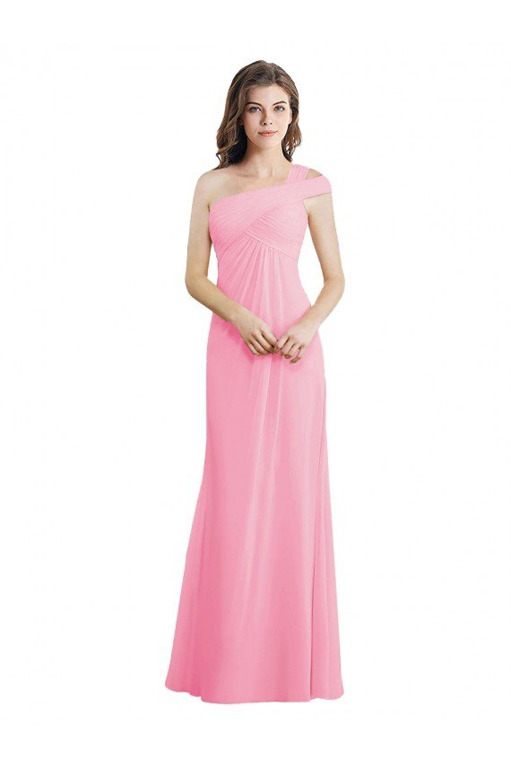 Single Shoulder Chiffon Bridesmaid Dress with Draped Bodice