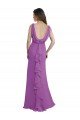 Sydney V-Shaped Neckline Long Chiffon Bridesmaid Dress with Cascading Ruffles Back