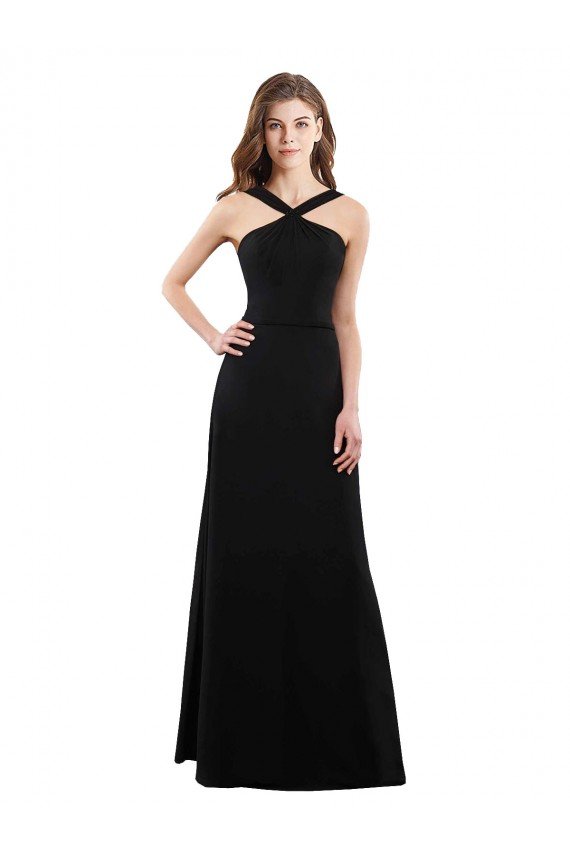 Sydney Chiffon A-Line Bridesmaid Dress with Criss Cross Halter Top