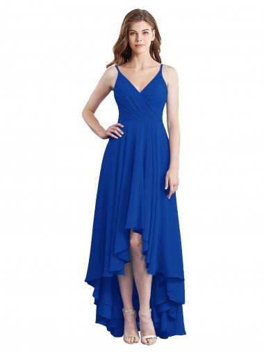 Sydney Draped High Low Chiffon Bridesmaid Dress with Cross Over Bodice