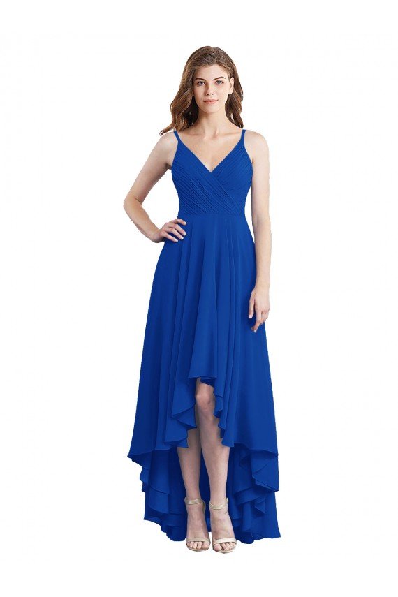 Sydney Draped High Low Chiffon Bridesmaid Dress with Cross Over Bodice