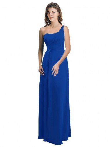 Sydney One Shoulder A-Line Chiffon Bridesmaid Dress with Pleated Bodice
