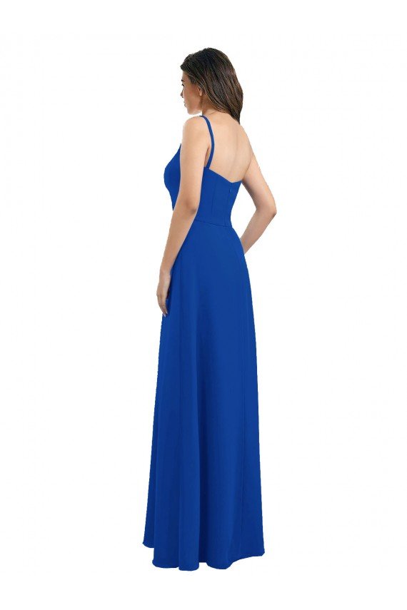 One Shoulder A-Line Chiffon Bridesmaid Dress with Pleated Bodice
