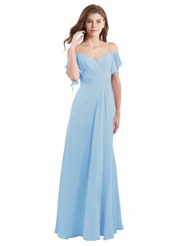Sydney Cold Shoulde Chiffon Bridesmaid Dress with Wrap Bodice