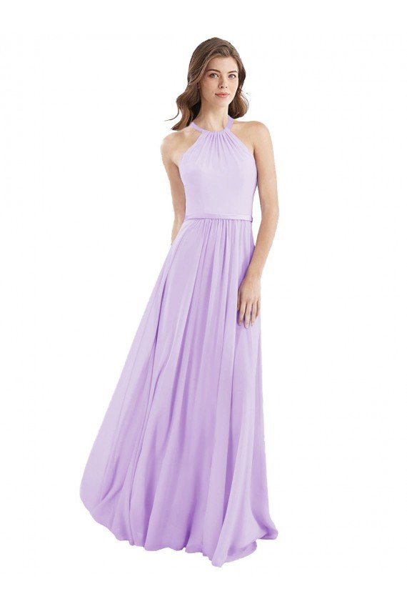Sydney Halter Chiffon A-Line Bridesmaid Dress with Flounce Back