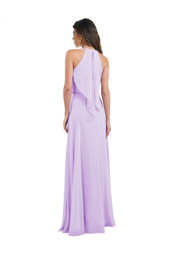 Sydney Halter Chiffon A-Line Bridesmaid Dress with Flounce Back