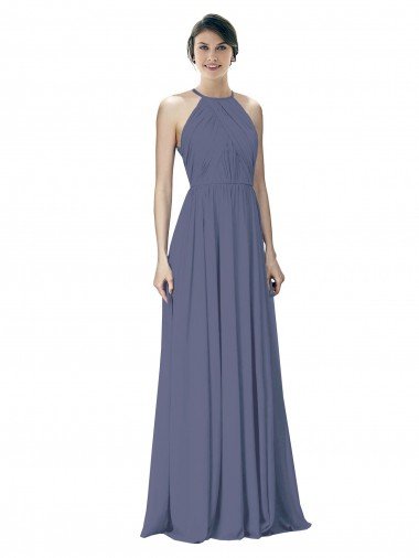 Sydney Halter Neck Ruched Bodice Chiffon Bridesmaid Dress