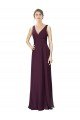 Sydney Long Chiffon Bridesmaid Dress with Ruched Criss Cross V-Neck Bodice
