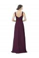 Sydney Long Chiffon Bridesmaid Dress with Ruched Criss Cross V-Neck Bodice
