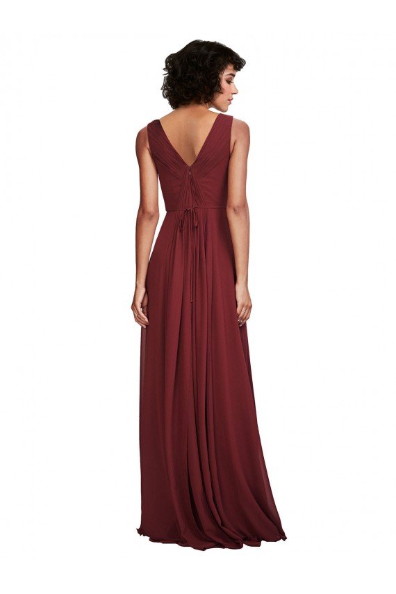 Sydney Sleeveless V-Neck Pleated Chiffon Bridesmaid Dress