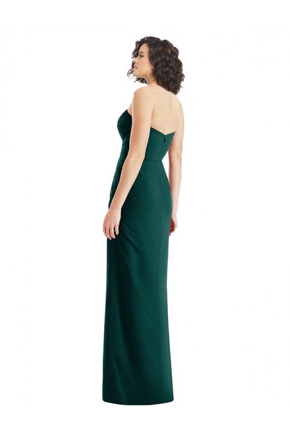 Twist Front Draped Chiffon Bridesmaid Dress with Slit